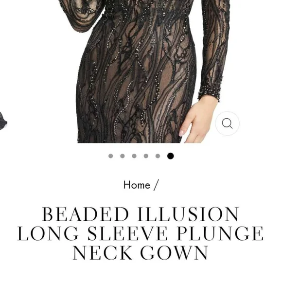 Mac Duggal | Dresses | Manew With Tags Mac Duggal Black Duggal Black Beaded  Illusion Long Sleeve Gown